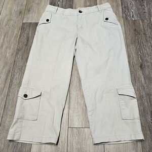 Caribbean Joe Cropped Cargo Capri Pants Beige Tan Resortwear Women's 8 Casual